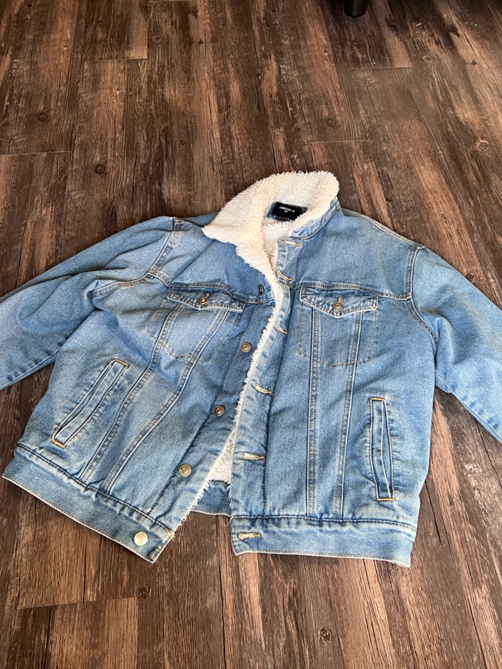 Sherpa-Lined Denim Like Jacket